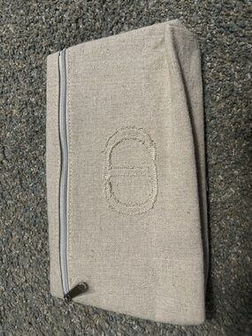 Dior Beige Canvas Pouch with Embroidered Logo